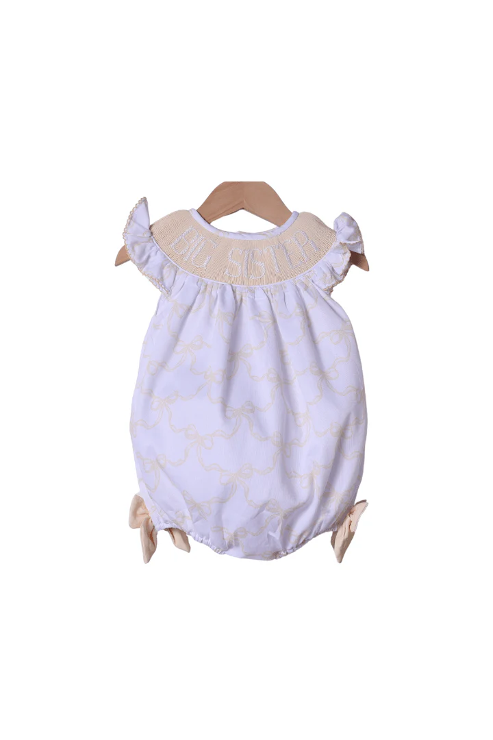 Smocked Yellow Bow Big Sister Bubble