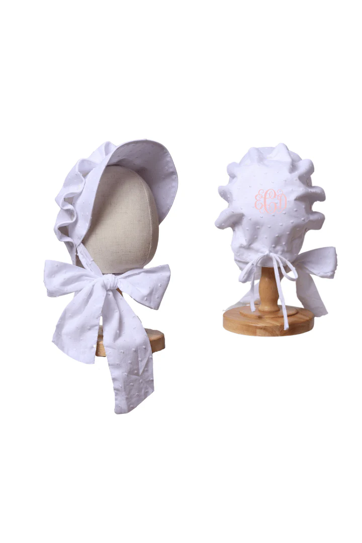 White Swiss Dot Bonnet