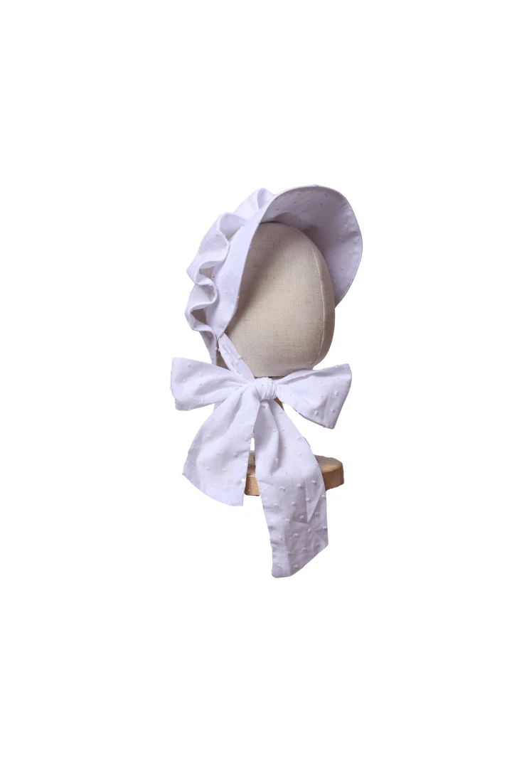 White Swiss Dot Bonnet - Image 2