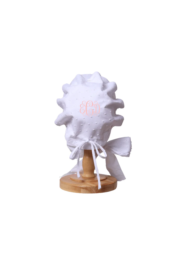White Swiss Dot Bonnet - Image 3